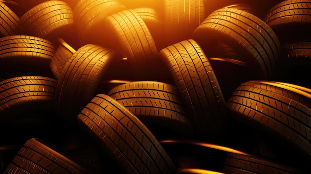 sfondo ambra con pneumatici per auto