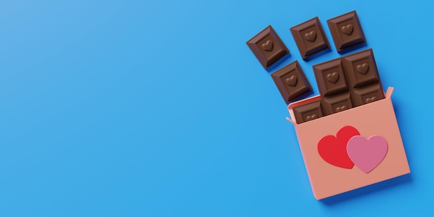 sfondo amore san valentino cuori cioccolato blu rosa romanticismo carta da parati romantica 3d illustrazione