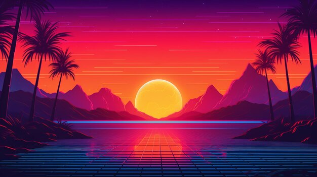 Sfondo anni '80 Synthwave Retrowave Sfondo