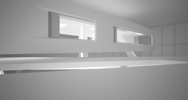 Sfondo architettonico astratto liscio bianco Illustrazione 3D e rendering