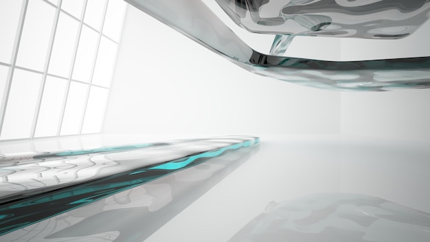 Sfondo architettonico minimalista Showroom contemporaneo Moderno tunnel espositivo in vetro colorato