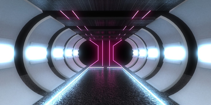 Foto sfondo astratto 3d con luci al neon.