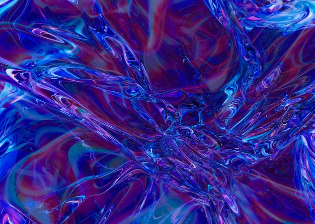 Sfondo astratto al neon di onde di vetro liquido illustrazione di rendering 3d