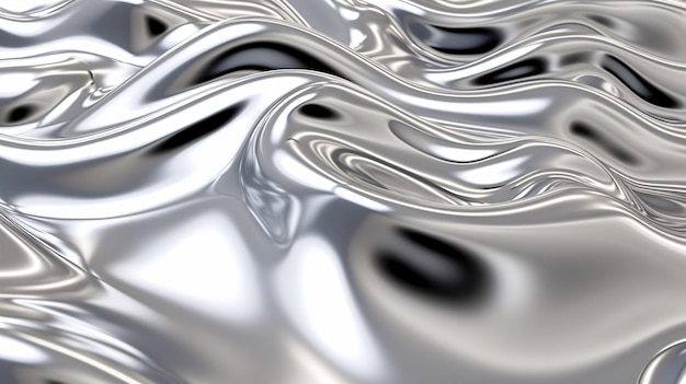 Sfondo astratto argento e nero facile da trovare con linee ondulate generate dall'intelligenza artificiale