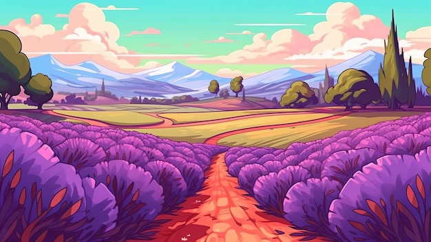 Sfondo astratto campi di lavanda un'affascinante illustrazione dei campi di lavanda completa la natura