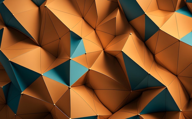 sfondo astratto con design low poly con linee di collegamento e punti rendering realistico 3D