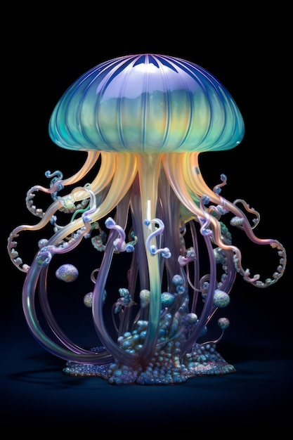 Sfondo astratto con forma di medusa luminosa