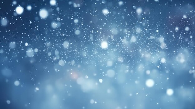 sfondo astratto con luci sfocate bokeh e fiocchi di neve IA generativa