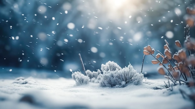 Sfondo astratto con neve che cade AI generativa