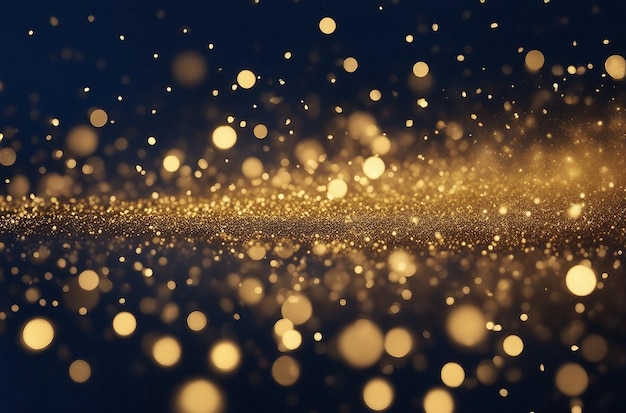 sfondo astratto con particelle blu scuro e oro Natale particelle di luce dorata bokeh o