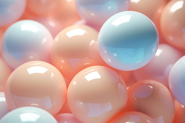 Sfondo astratto con sfere colorate palle lucide minimalistiche in colori pastello illustrazione generativa di IA