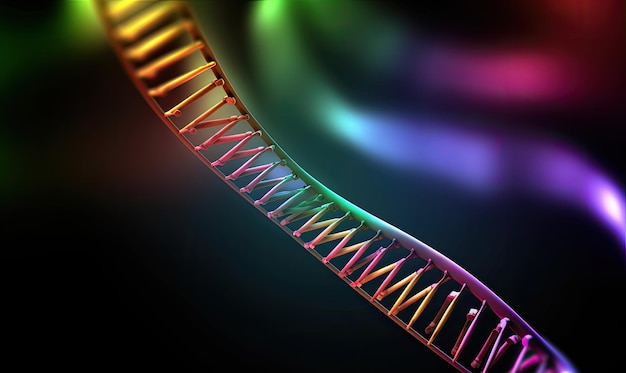 Sfondo astratto con struttura e molecole di DNA Creazione utilizzando strumenti di intelligenza artificiale generativa