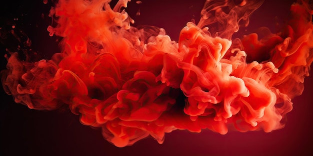 Sfondo astratto con turbinii di fumo rosso Acquerello inchiostro nuvola di vernice IA generativa