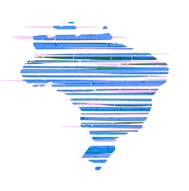 sfondo astratto della mappa del Brasile in pennellate sfocate linee colorate orizzontali isolate su bianco