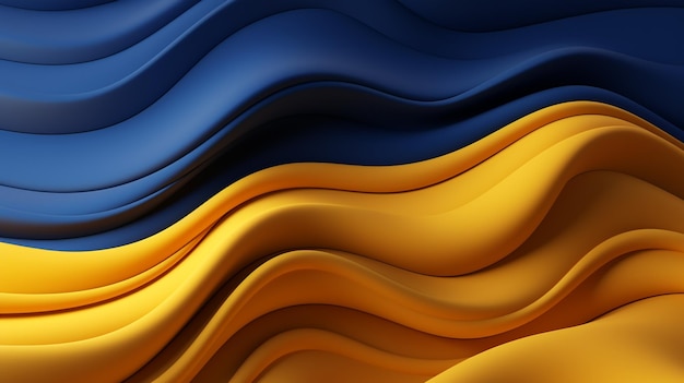 Sfondo astratto di colore blu e giallo Rendering 3d dell'effetto ondulazione dell'oceano