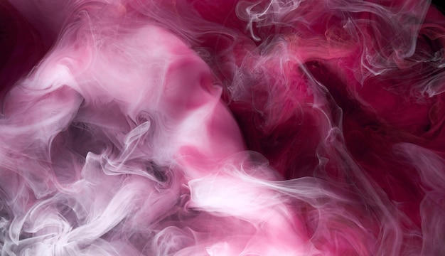 Sfondo astratto di inchiostro rosa a contrasto Sfondo di vernice acrilica per profumi cosmetici narghilè Misteriose nuvole di fumo nebbia colorata