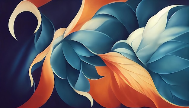 Sfondo astratto di sfondo flora blu e arancione No.007