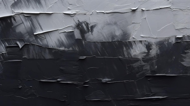 Sfondo astratto di texture ruvida di pittura d'arte scura nera e grigia con pennellata di olio