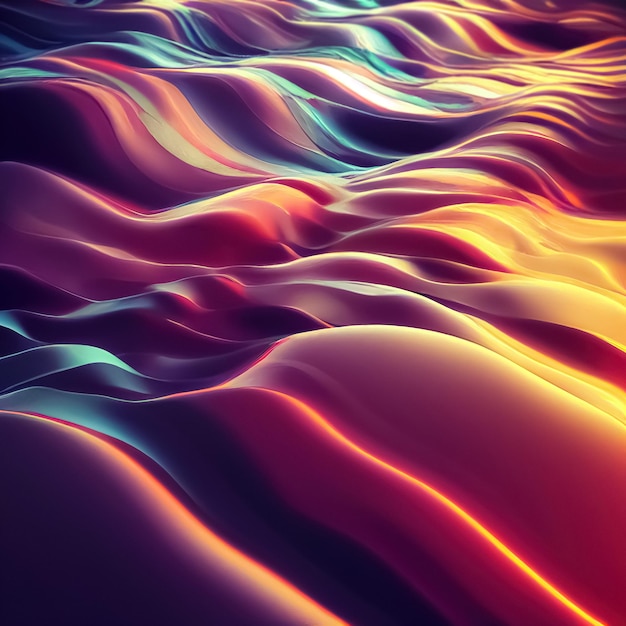Sfondo astratto fluido dinamico ondulato liquido multicolore Illustrazione 3D in rilievo ondulato