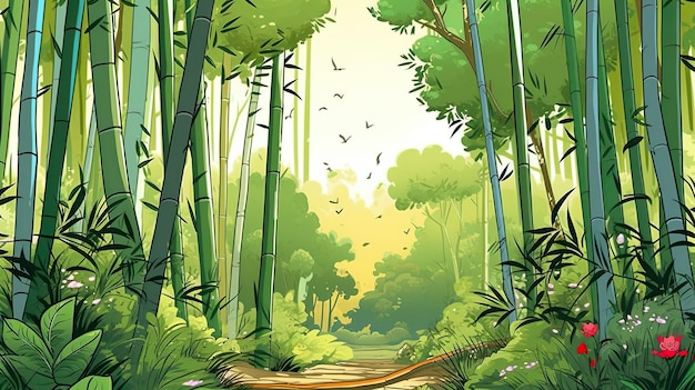 Sfondo astratto foresta di bambù Design con una rappresentazione illustrativa della foresta di bambù della natura su uno sfondo accattivante IA generativa