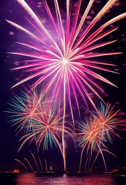 Sfondo astratto fuochi d'artificio I fuochi d'artificio si accendono nel concetto di celebrazione del cielo