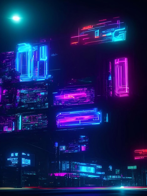 Sfondo astratto futuristico della città cyberpunk Arte dell'illustrazione ai generativa cinematografica