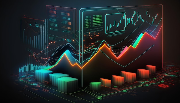 Sfondo astratto grafico mercato azionario AI generativa