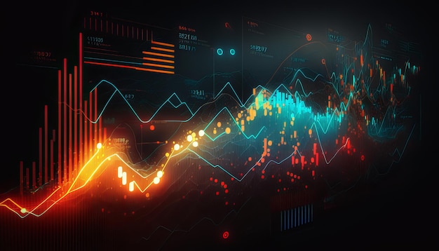 Sfondo astratto grafico mercato azionario AI generativa