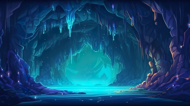 Sfondo astratto grotta sottomarina Reame nascosto con l'illustrazione di una grotta sottomarina su uno sfondo astratto in uno straordinario design di banner IA generativa