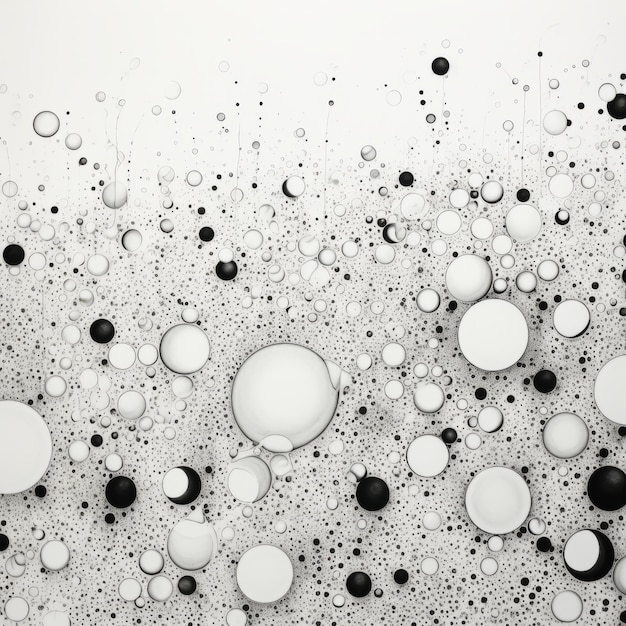 Sfondo astratto in bianco e nero con bolle 3d rendering illustrazione 3d