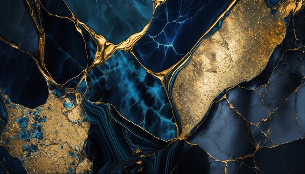 sfondo astratto in marmo dorato con blu illustratore generativo AI