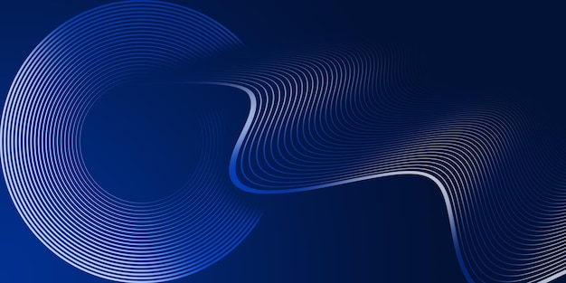 sfondo astratto linee curve e cerchi sovrapposti con gradiente blu scuro stile tecnologico