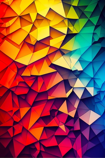 Sfondo astratto multicolore con varietà di forme e dimensioni di triangoli IA generativa