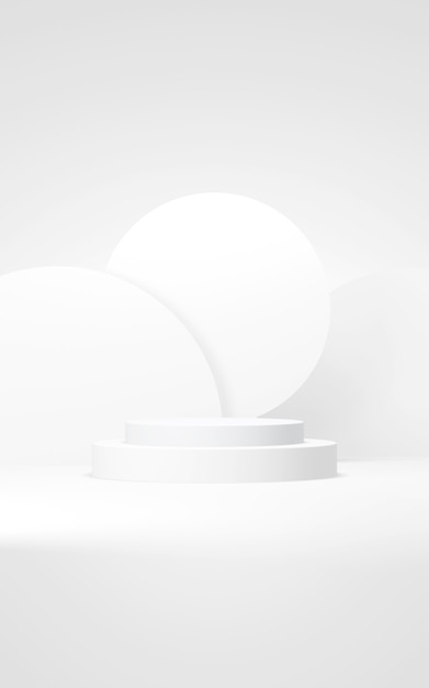 Sfondo astratto podio Forma geometrica Scena di colori bianchi verticale Rendering 3d minimo