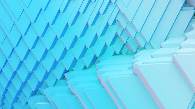 Sfondo astratto struttura tridimensionale gradazione blu pastello sfondo geometrico 3d rendering