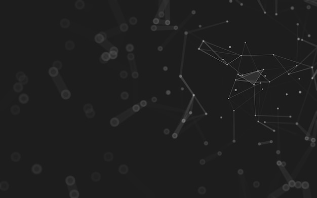 Sfondo astratto. Tecnologia delle molecole con forme poligonali, punti e linee di collegamento. Struttura di connessione. Visualizzazione dei big data.