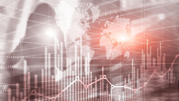 Sfondo astratto universale Sagome di uomini d'affari Grafico della crescita economica Doppia esposizione tecnica mista