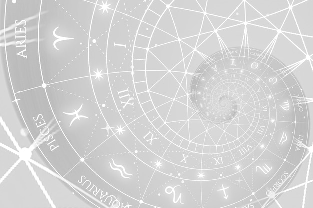 Sfondo astrologico con segni zodiacali e simbolo