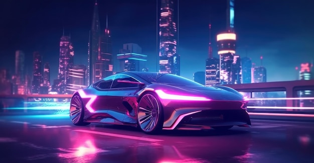 Sfondo auto futuristico Illustrazione AI GenerativexA