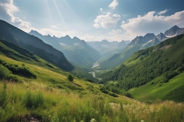 Sfondo bellissimo paesaggio di montagna Illustrazione AI GenerativexA