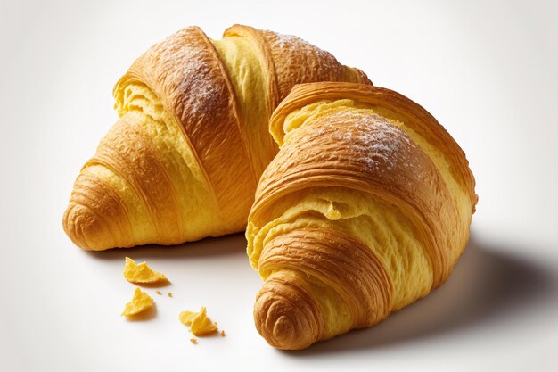 Sfondo bianco con croissant freschi