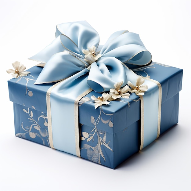 sfondo bianco confezione regalo blu