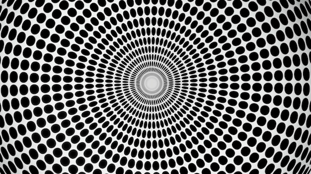 Sfondo bianco e nero disegno bianco e nero rotondi piccoli cerchi in astrazione muoversi e lampeggiare