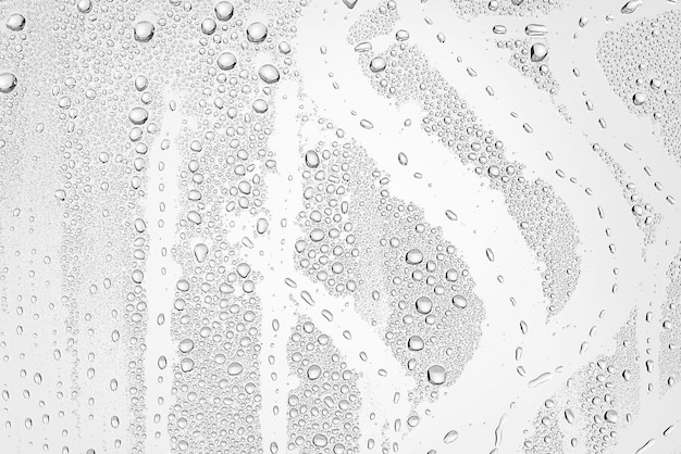 sfondo bianco gocce d'acqua su vetro, carta da parati con disegno astratto sovrapposto