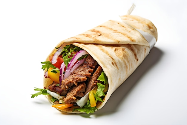 sfondo bianco shawarma di manzo