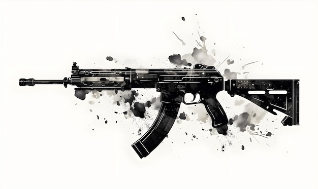 sfondo bianco stile pistola nero e bianco in illustrazione