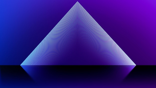 Sfondo blu astratto Riflettente con forme di luce piramide Concetto di tecnologia dati