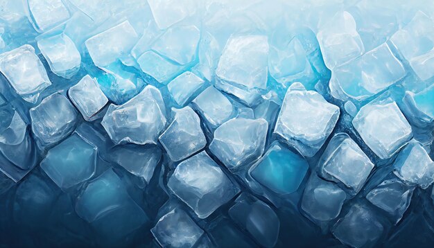 Sfondo blu con texture natalizia Superficie invernale Cubetti di ghiaccio Illustrazione art