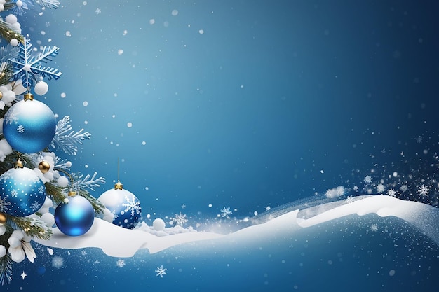 Sfondo blu di Natale con neve