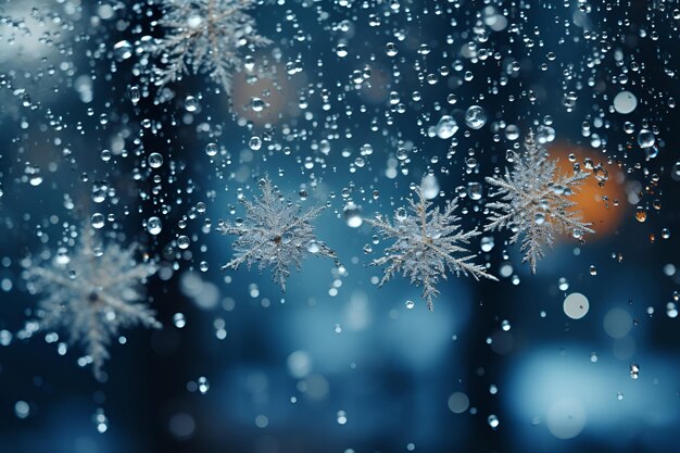 Sfondo blu di Natale invernale con fiocchi di neve